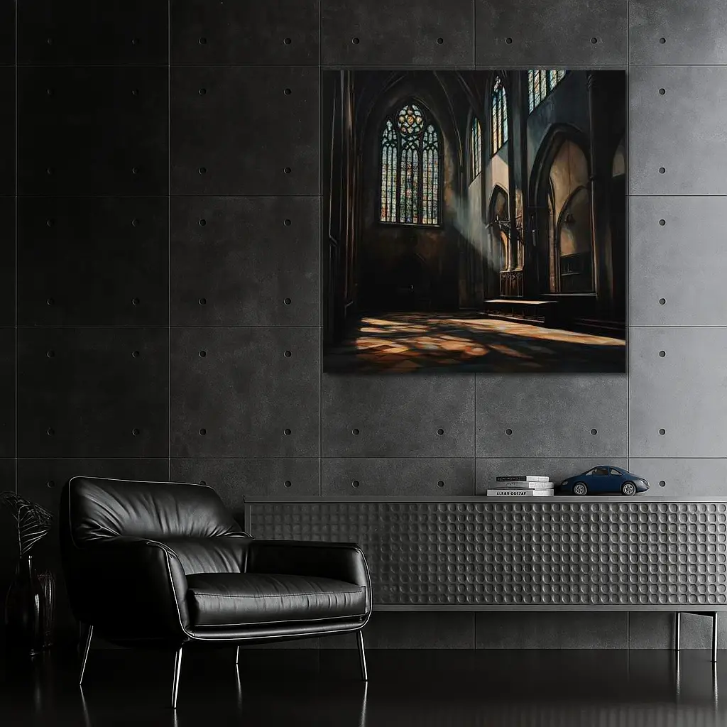 Gothic Cathedral Interior Stained Glass Light – Wall Art