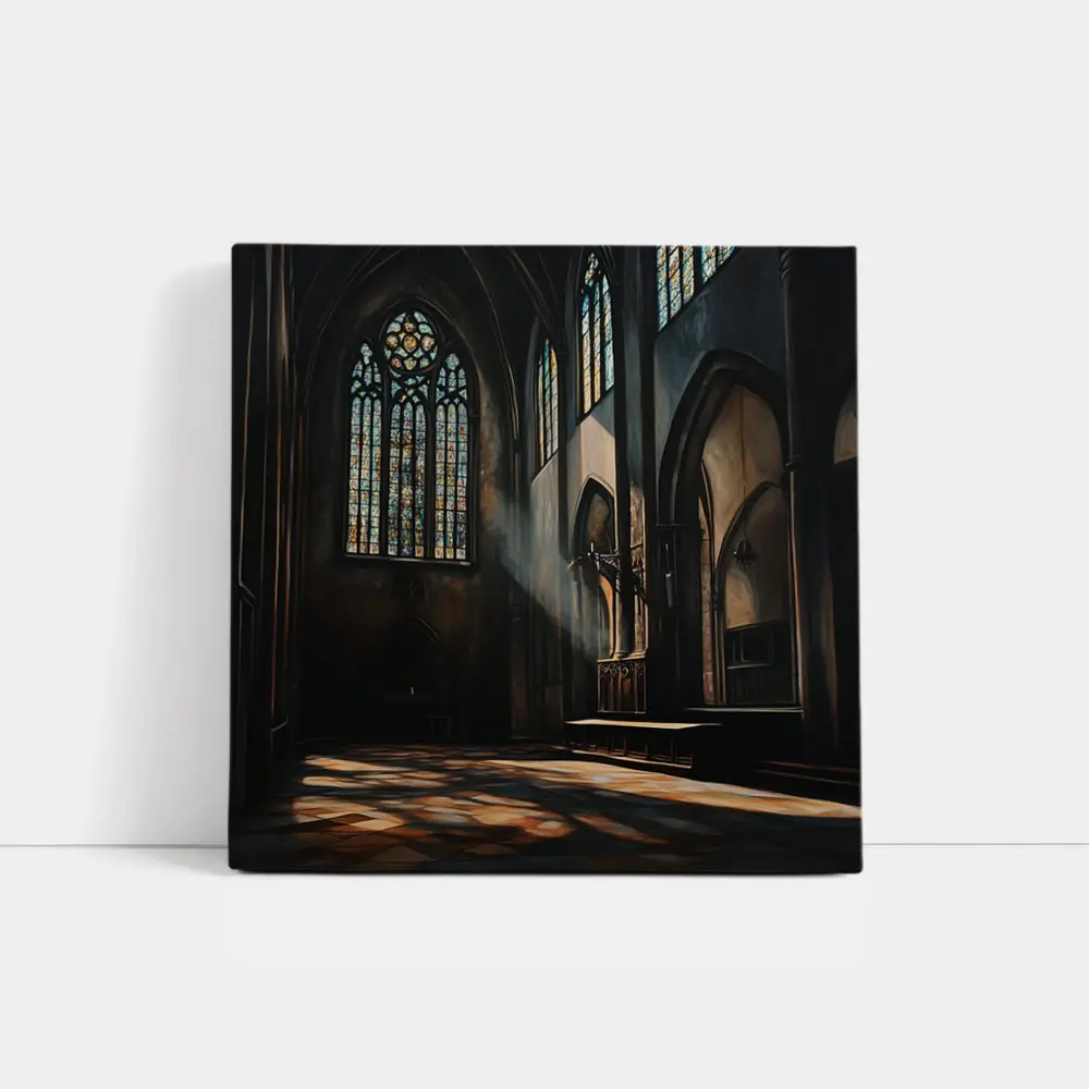 Gothic Cathedral Interior Stained Glass Light – Wall Art
