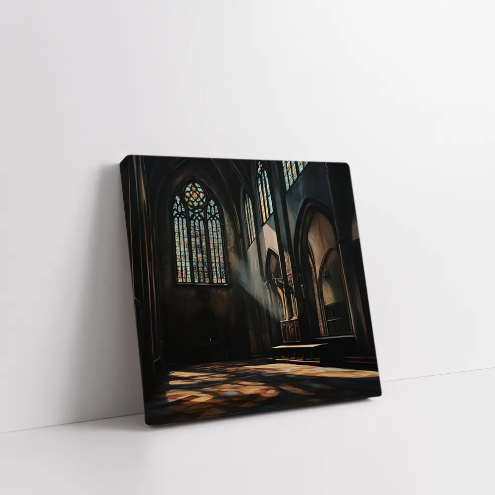 Gothic Cathedral Interior Stained Glass Light – Wall Art