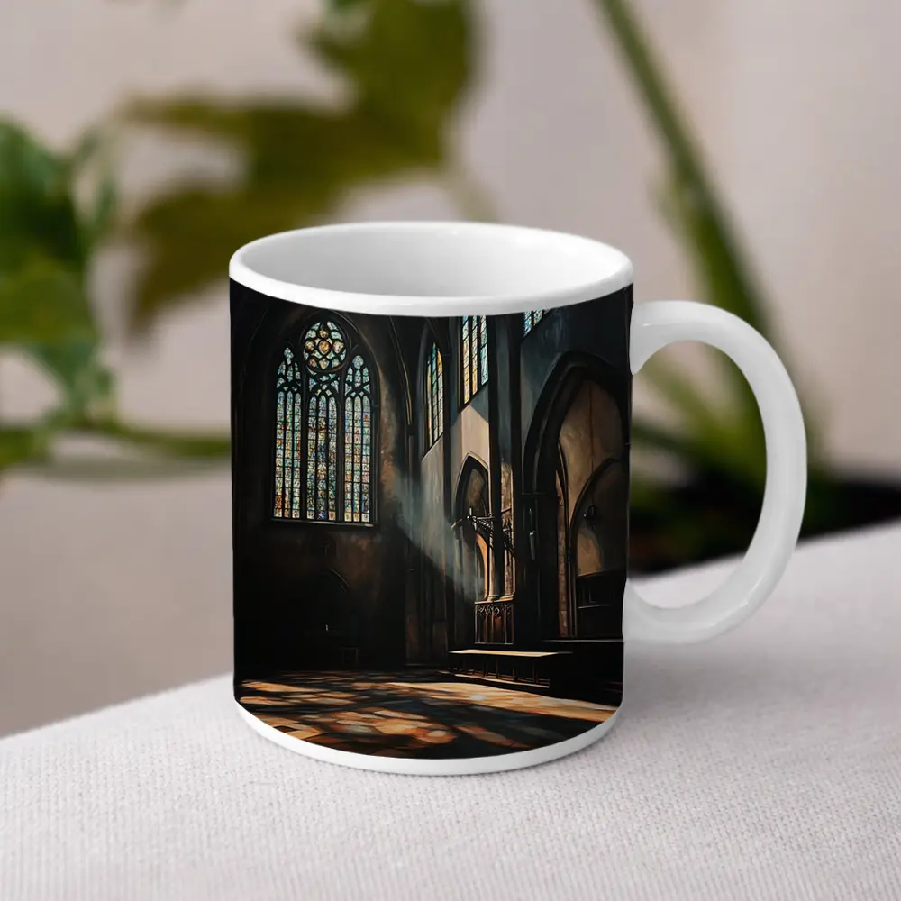 Gothic Cathedral Interior Stained Glass Light – Mugs