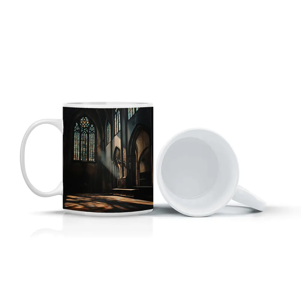 Gothic Cathedral Interior Stained Glass Light – Mugs