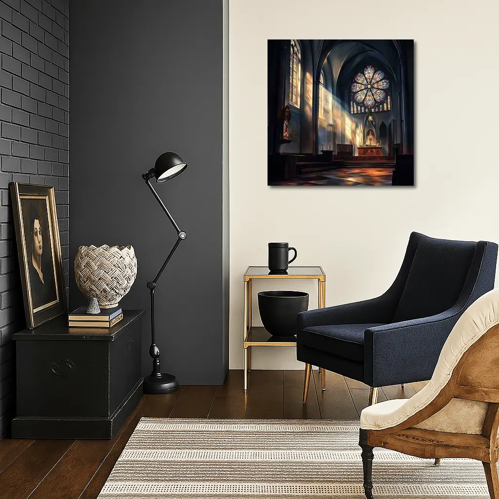 Gothic Cathedral Interior Stained Glass Light – Wall Art