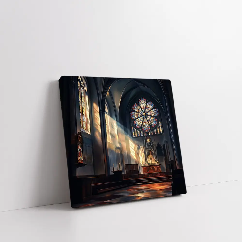 Gothic Cathedral Interior Stained Glass Light – Wall Art