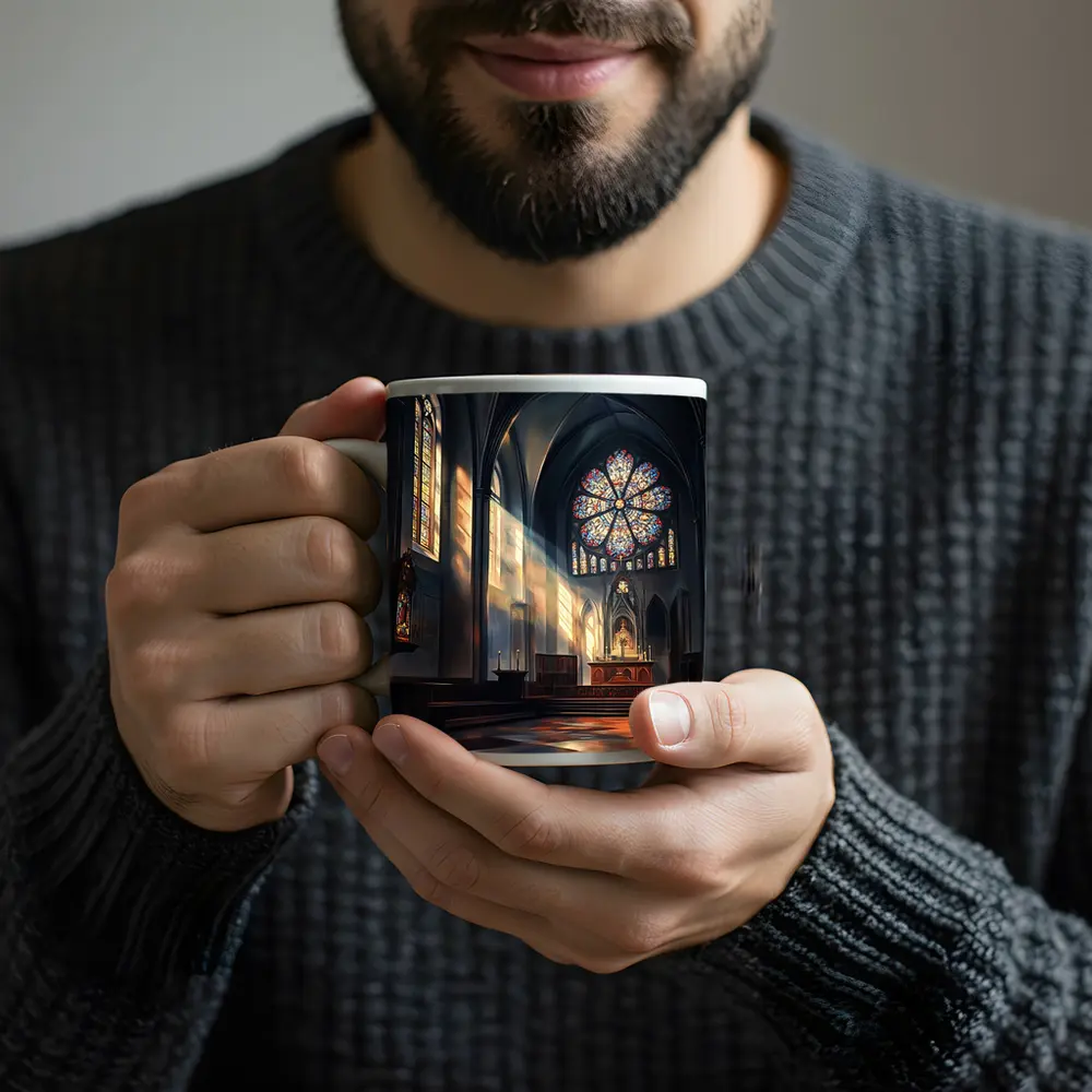 Gothic Cathedral Interior Stained Glass Light – Mugs
