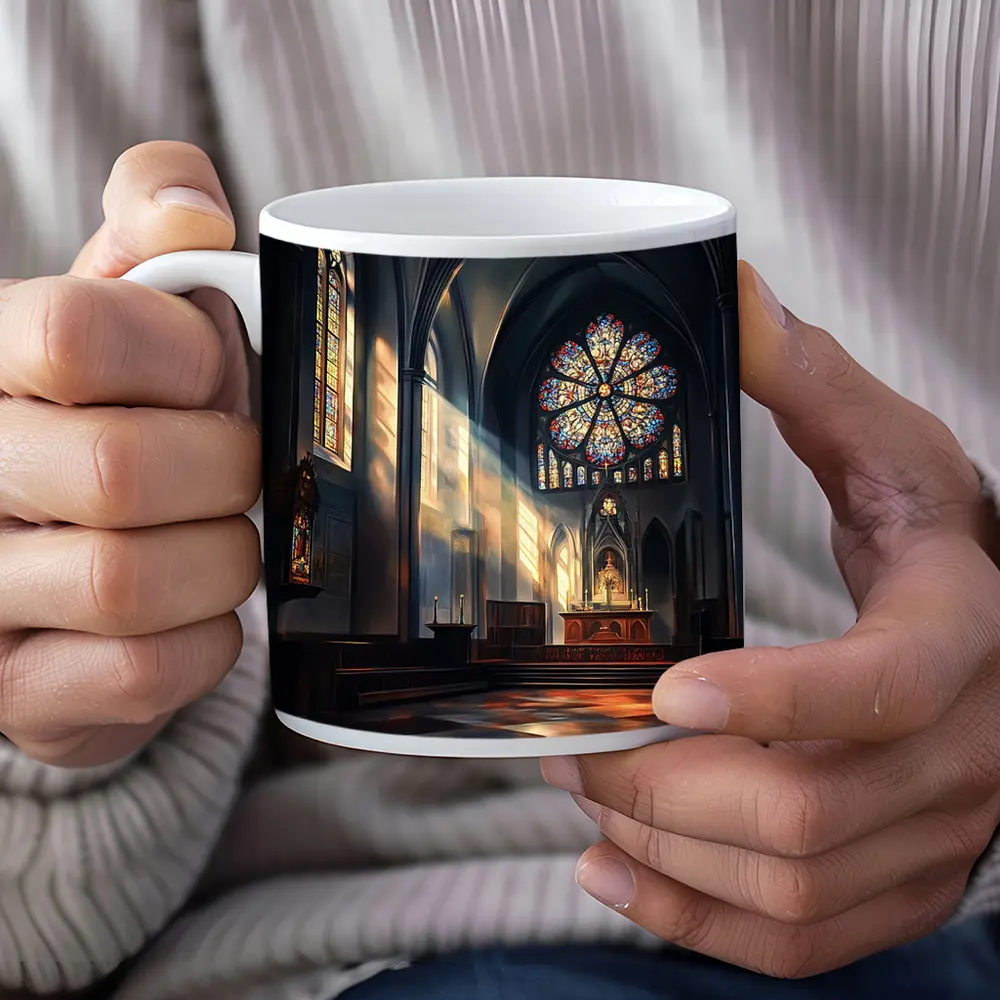 Gothic Cathedral Interior Stained Glass Light – Mugs