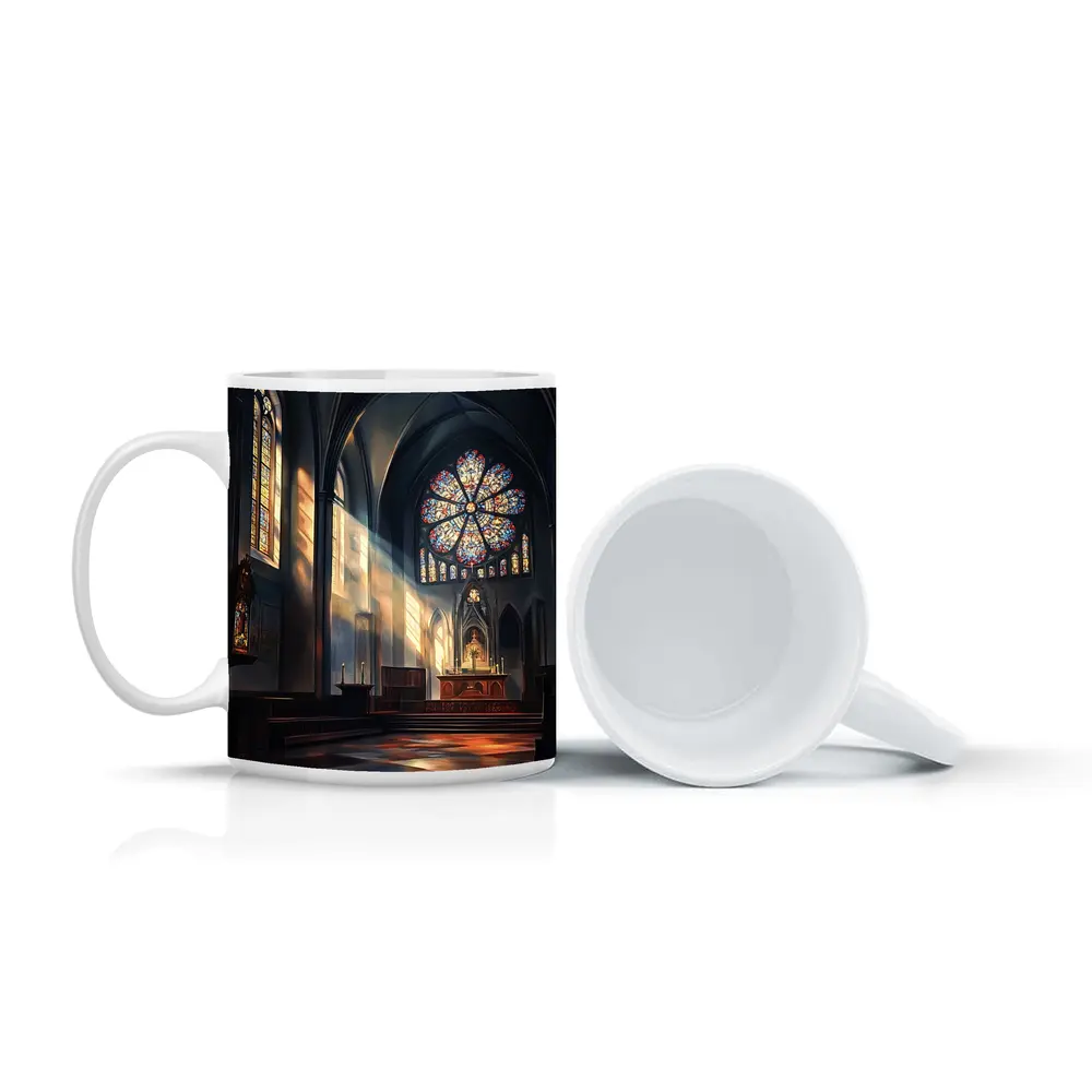 Gothic Cathedral Interior Stained Glass Light – Mugs