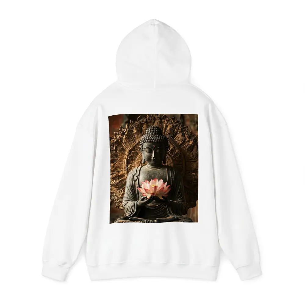 Buddha Statue Holding Pink Lotus Flower – Hoodies