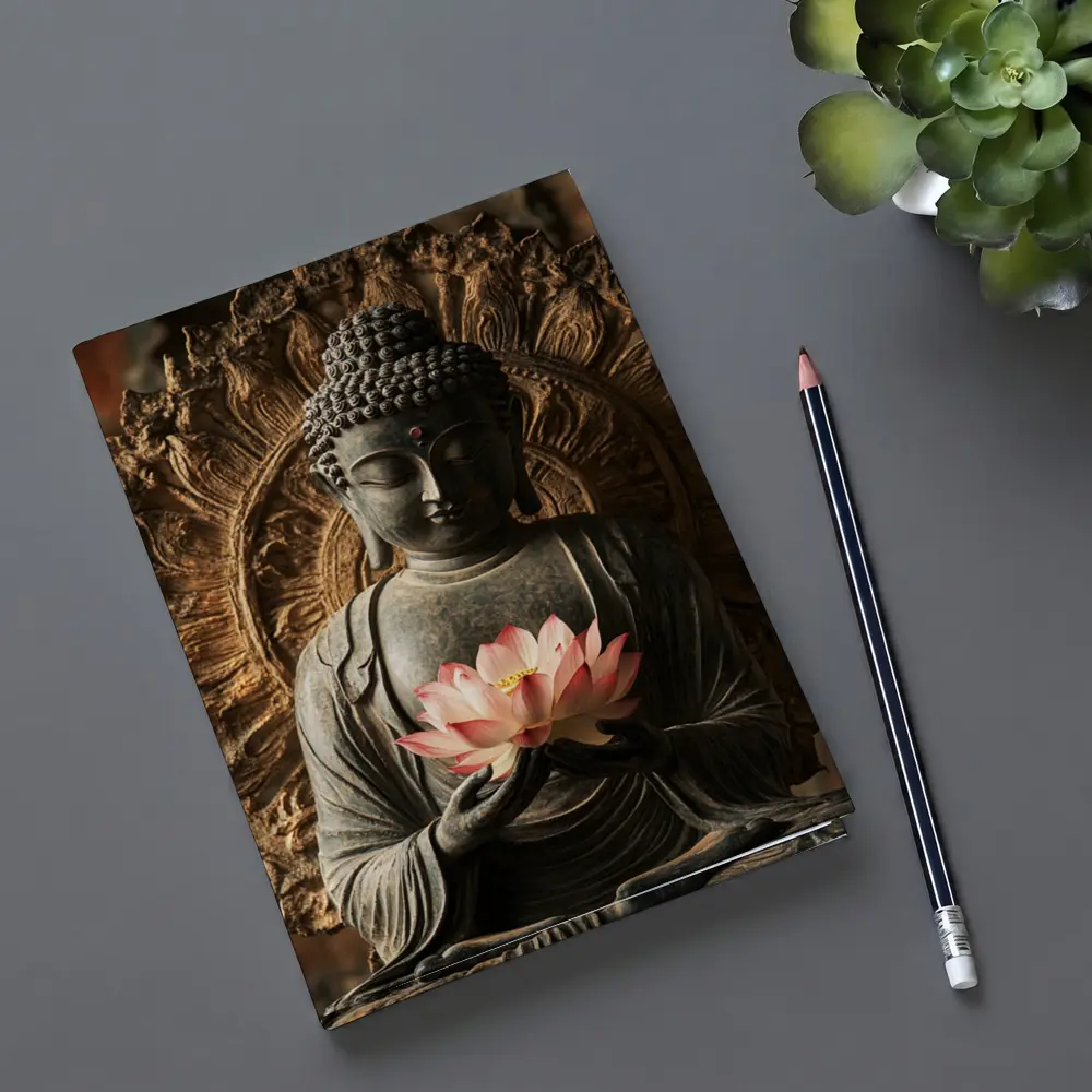 Buddha Statue Holding Pink Lotus Flower – Notebooks