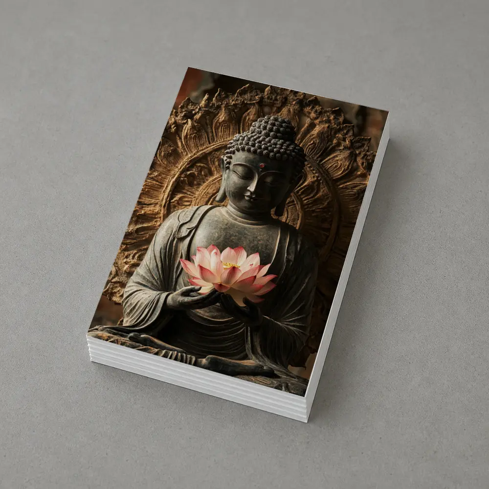 Buddha Statue Holding Pink Lotus Flower – Postcards