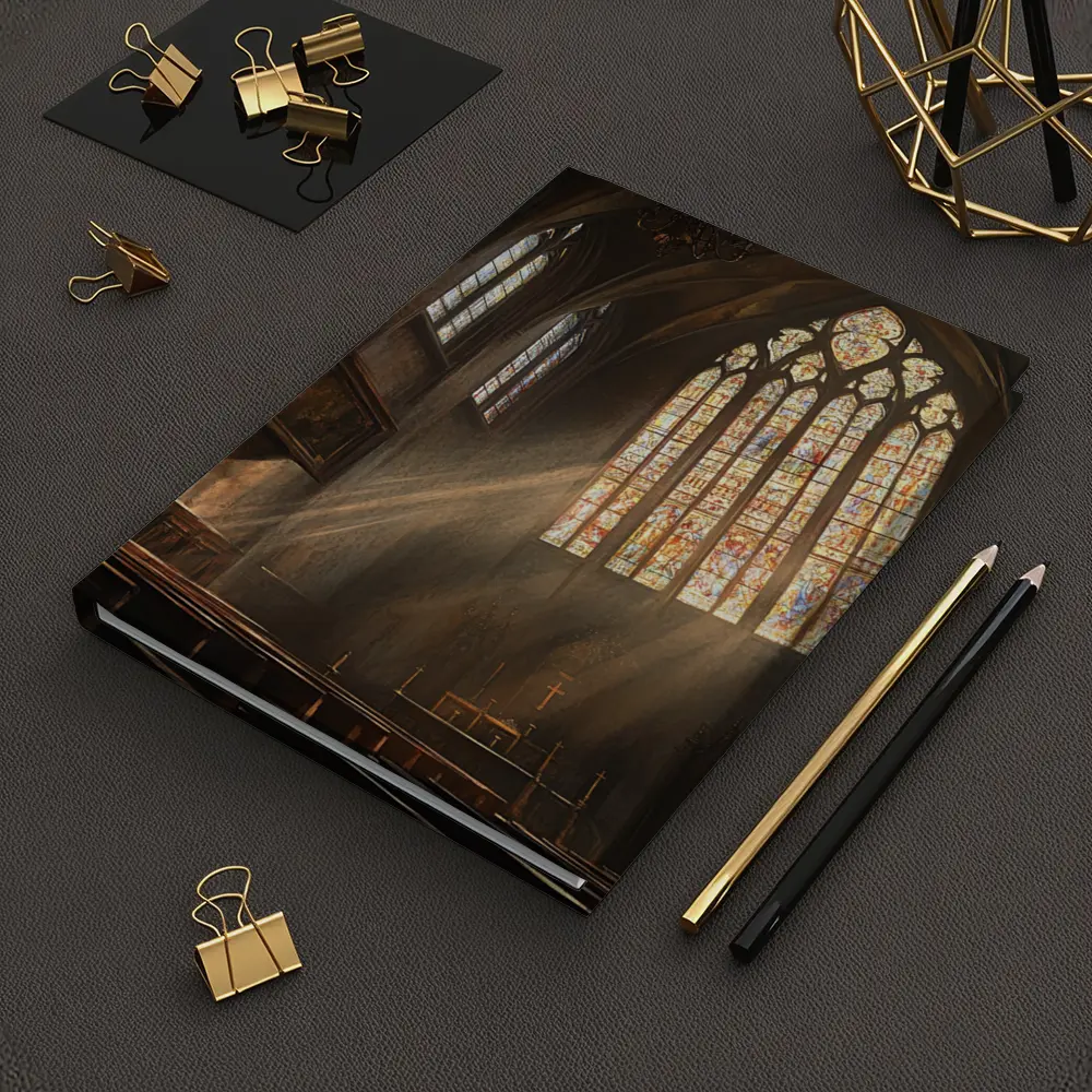 Gothic Cathedral Interior Stained Glass Light Rays – Notebooks