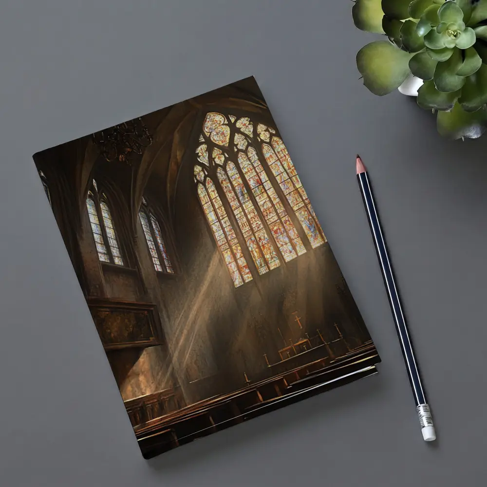 Gothic Cathedral Interior Stained Glass Light Rays – Notebooks