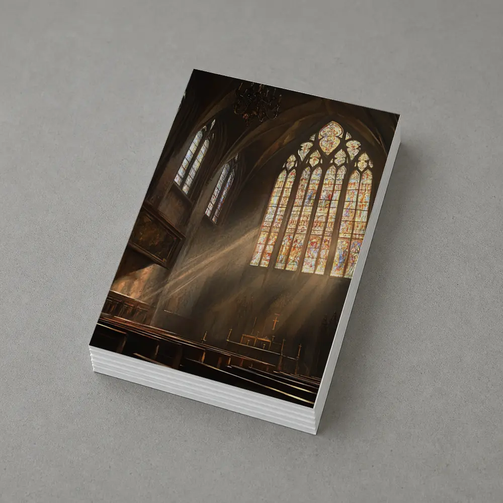 Gothic Cathedral Interior Stained Glass Light Rays – Postcards