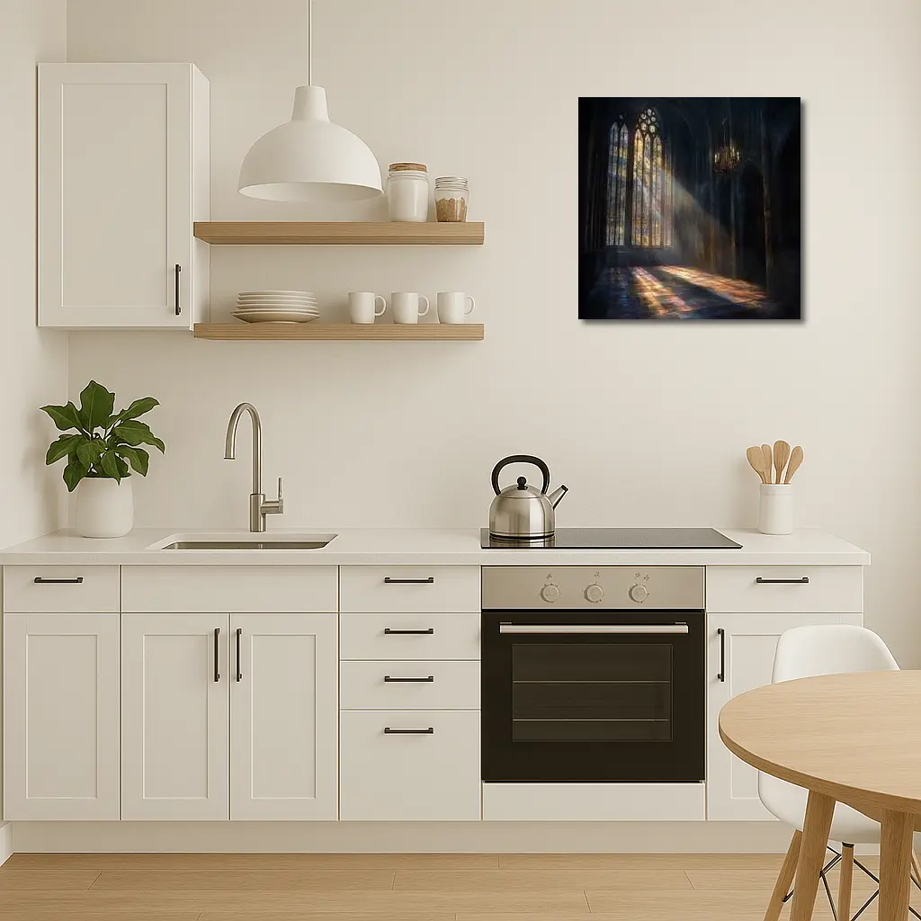 Gothic Cathedral Stained Glass Light Rays Interior – Wall Art
