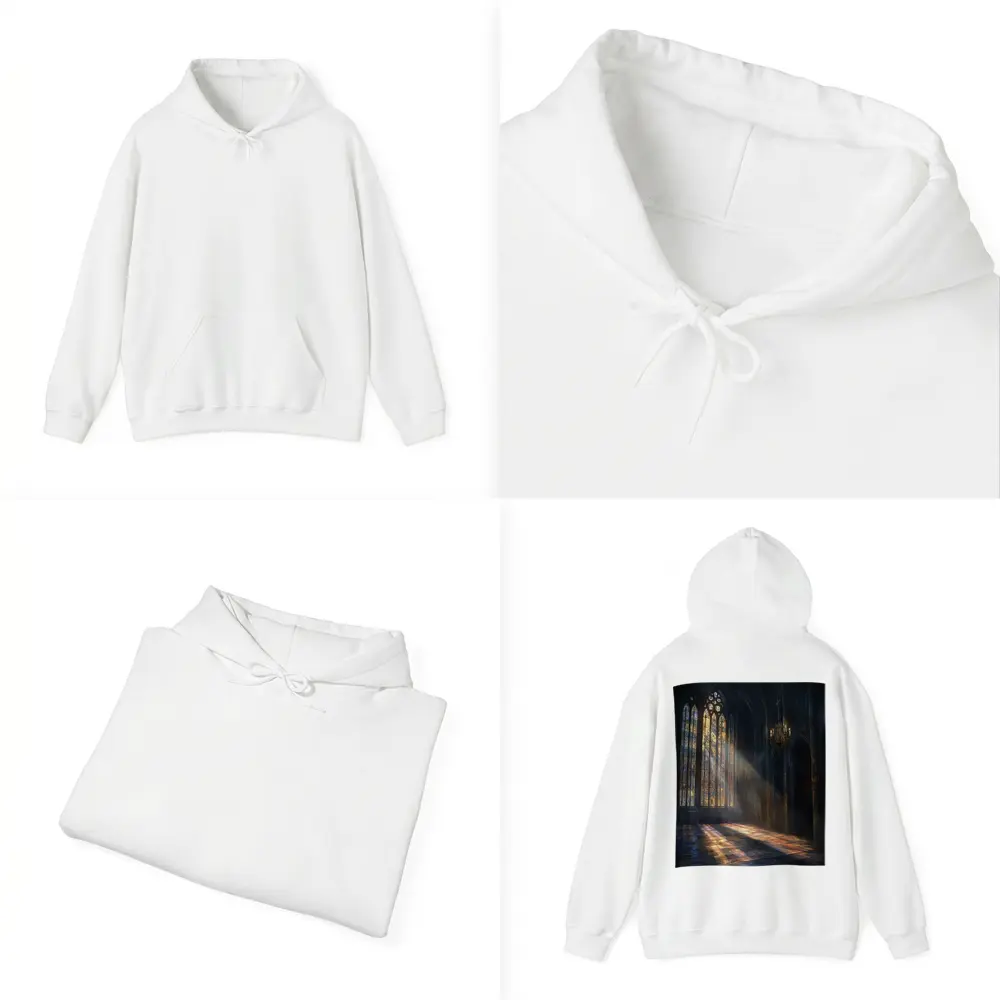 Gothic Cathedral Stained Glass Light Rays Interior – Hoodies