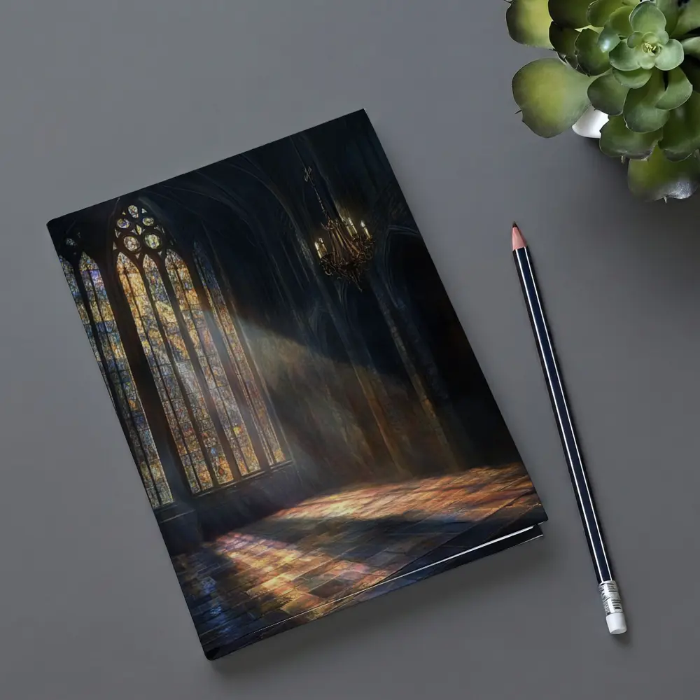 Gothic Cathedral Stained Glass Light Rays Interior – Notebooks