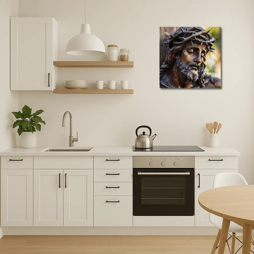 Jesus Christ Crown of Thorns Wood Sculpture – Wall Art