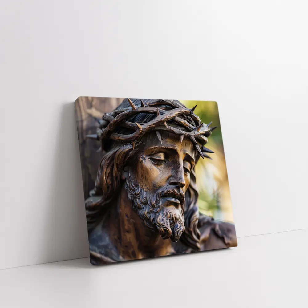 Jesus Christ Crown of Thorns Wood Sculpture – Wall Art