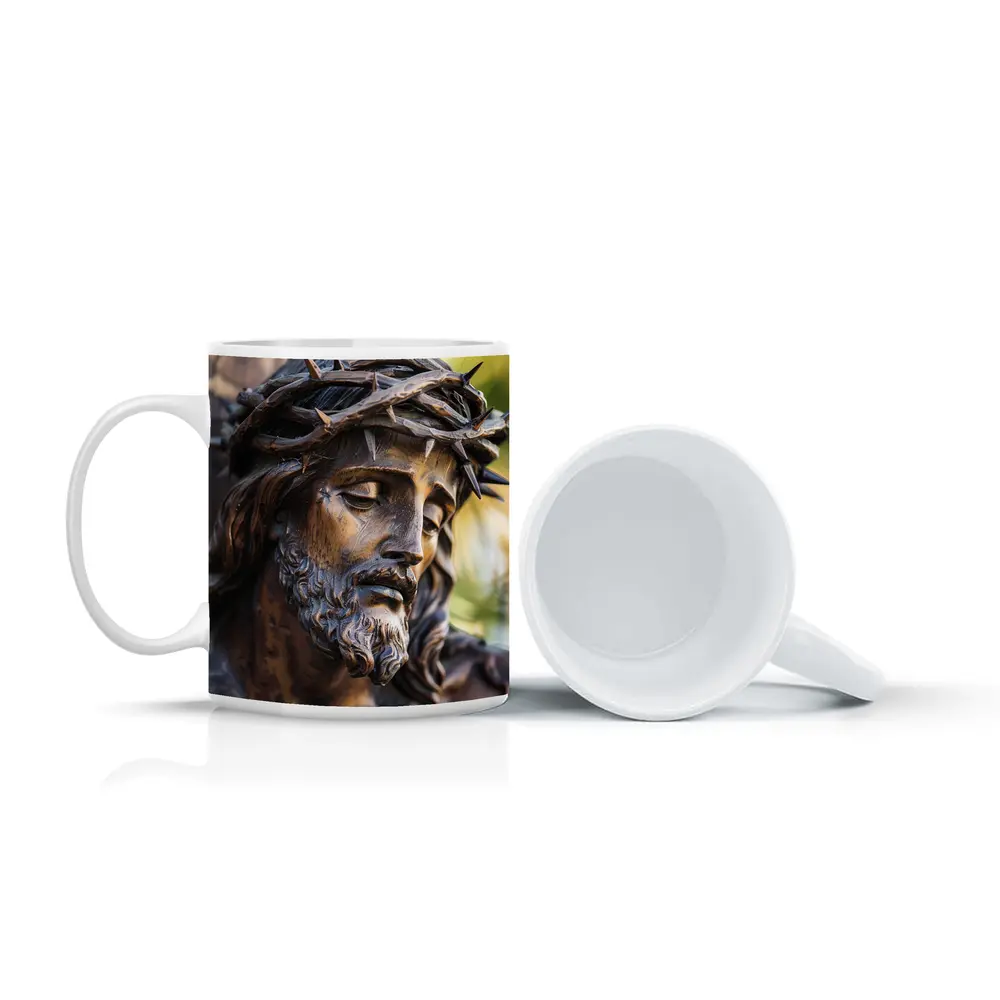 Jesus Christ Crown of Thorns Wood Sculpture – Mugs