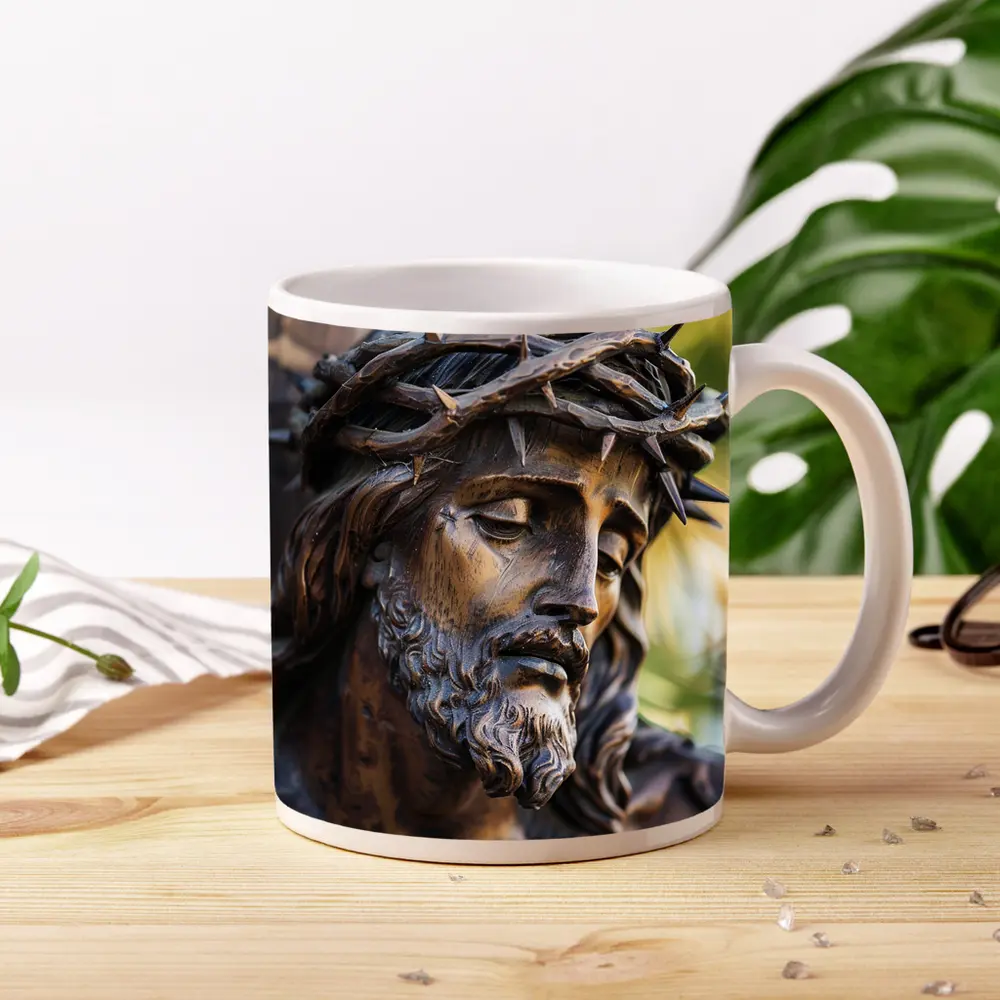 Jesus Christ Crown of Thorns Wood Sculpture – Mugs