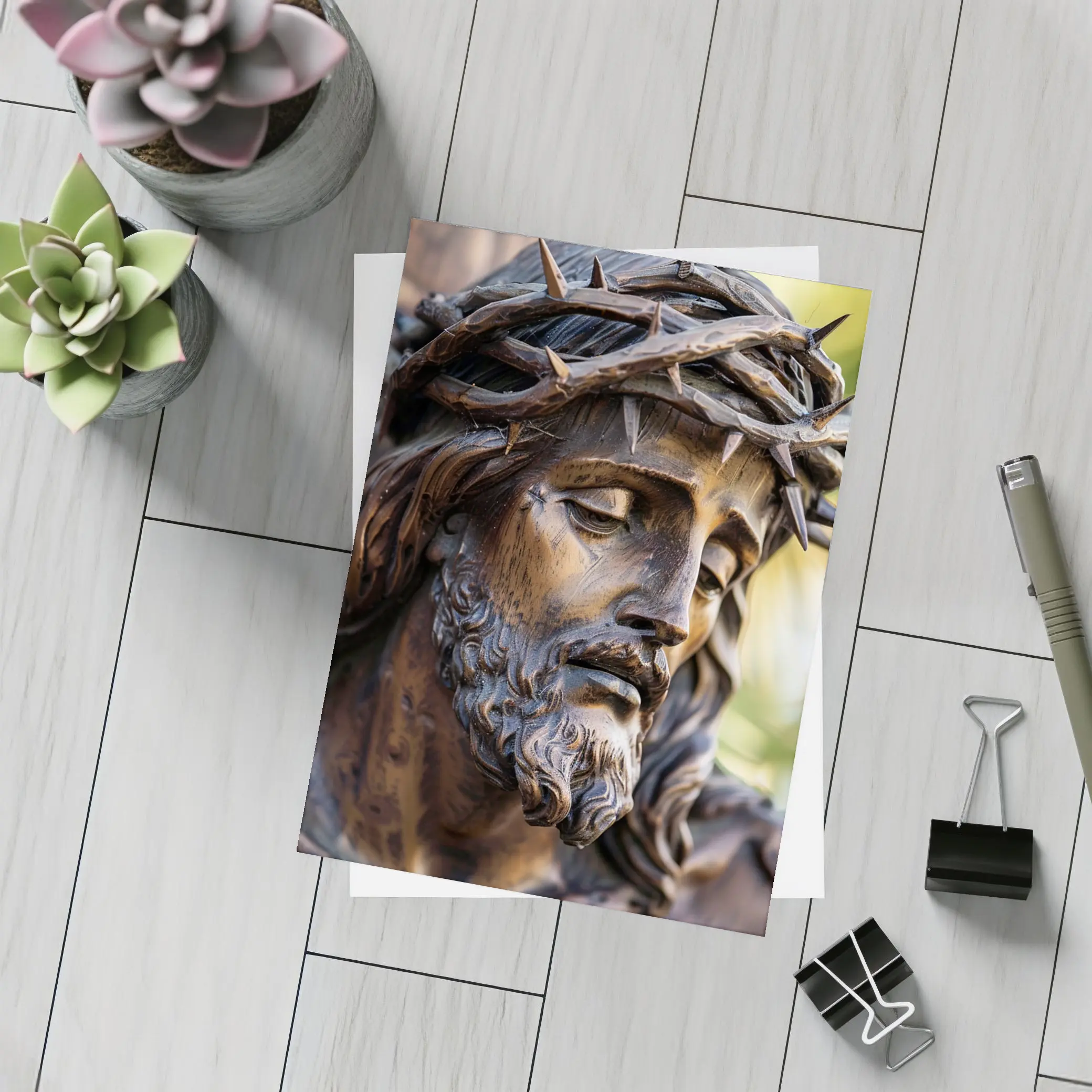 Jesus Christ Crown of Thorns Wood Sculpture – Postcards