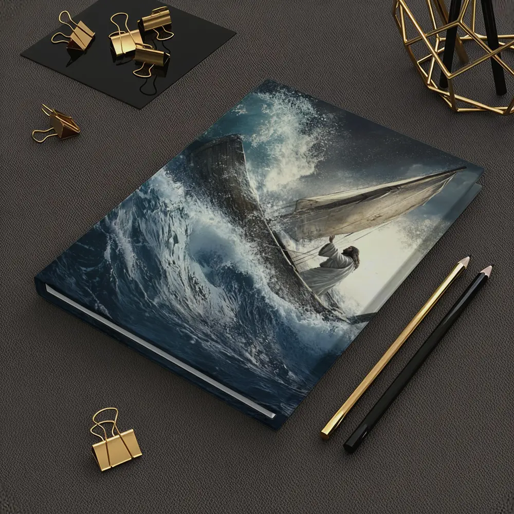 Jesus Standing On Boat Stormy Sea – Notebooks