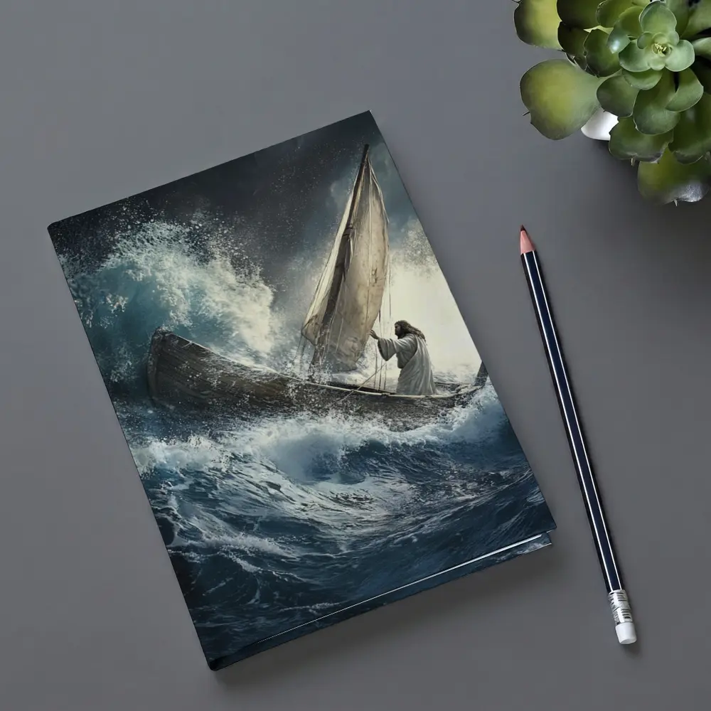 Jesus Standing On Boat Stormy Sea – Notebooks