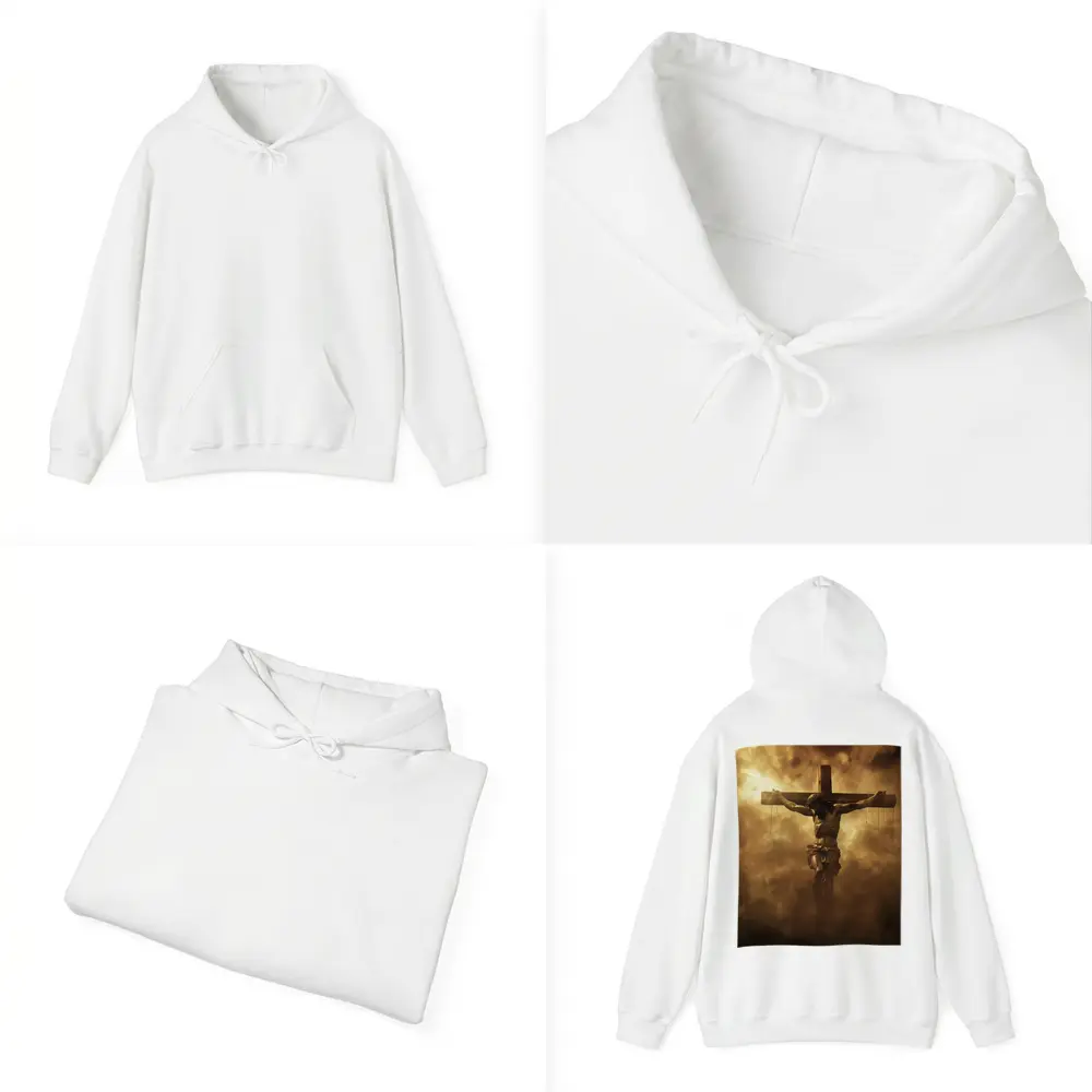 Jesus Christ Crucifixion Dramatic Golden Clouds – Hoodies