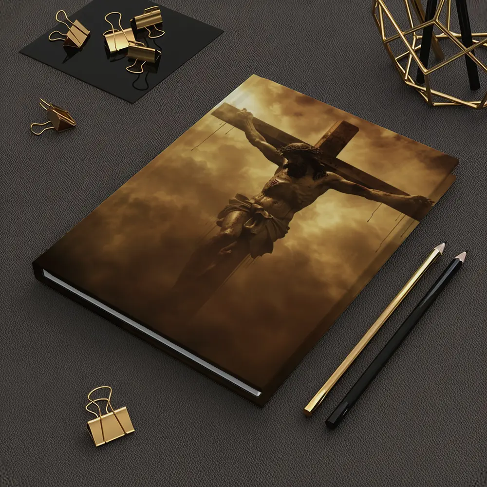 Jesus Christ Crucifixion Dramatic Golden Clouds – Notebooks