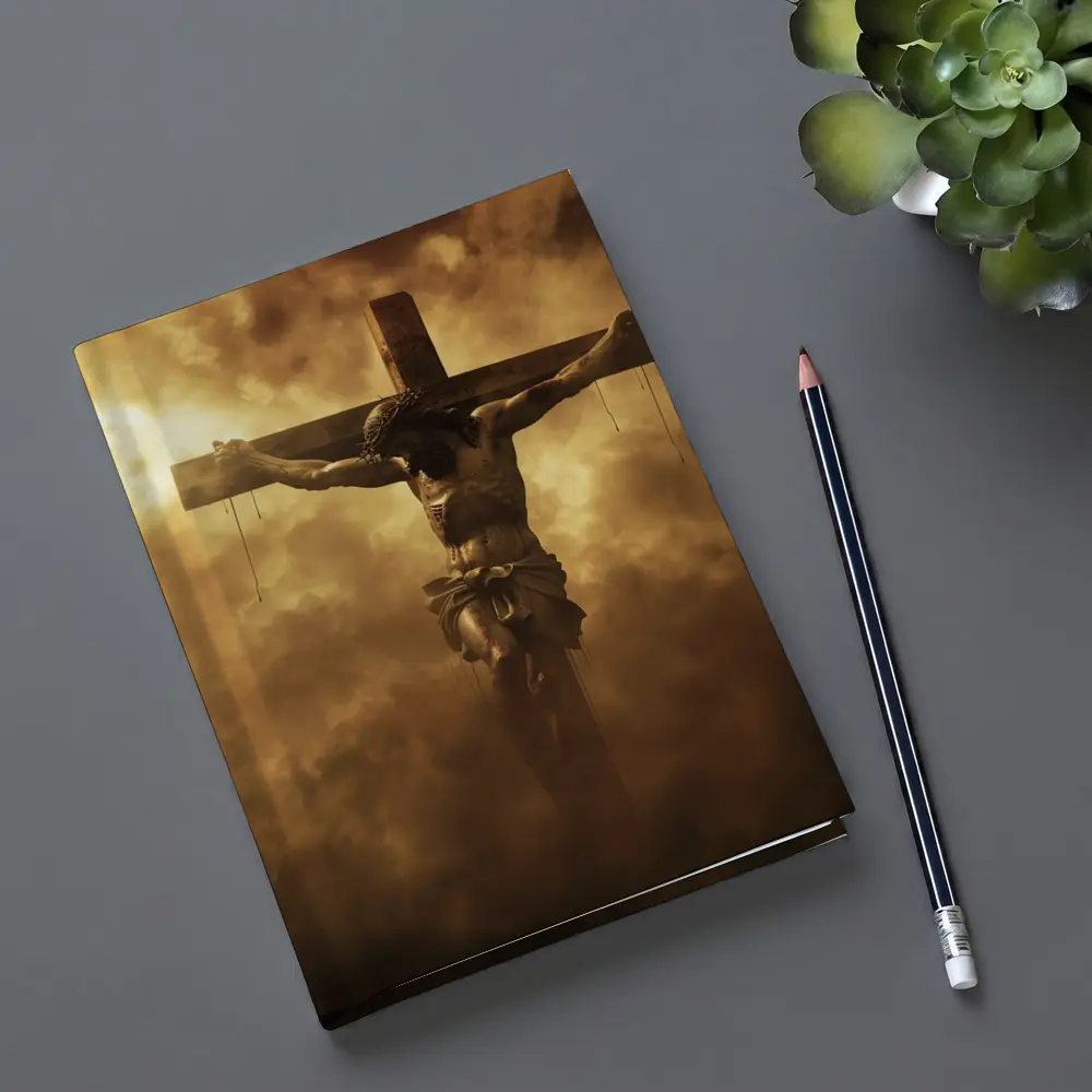 Jesus Christ Crucifixion Dramatic Golden Clouds – Notebooks