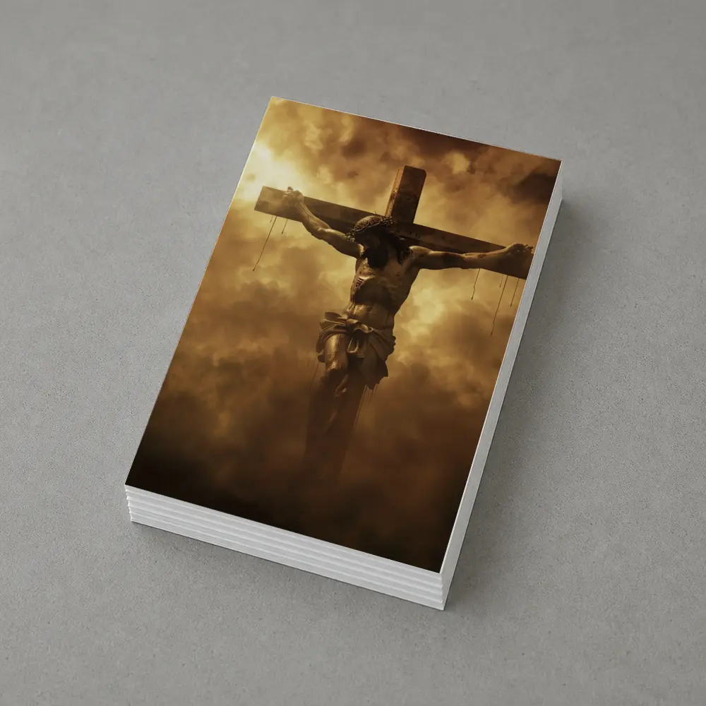 Jesus Christ Crucifixion Dramatic Golden Clouds – Postcards