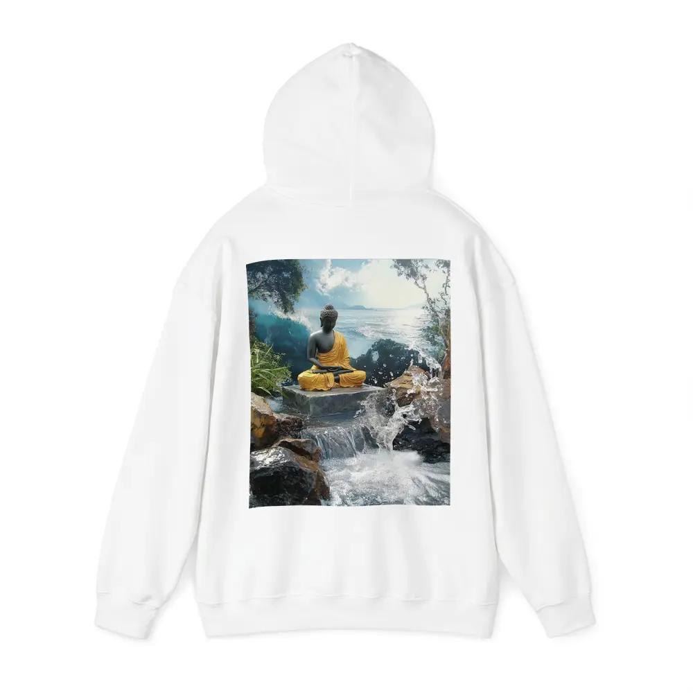 Buddha Statue Waterfall Ocean Tropical Setting – Hoodies