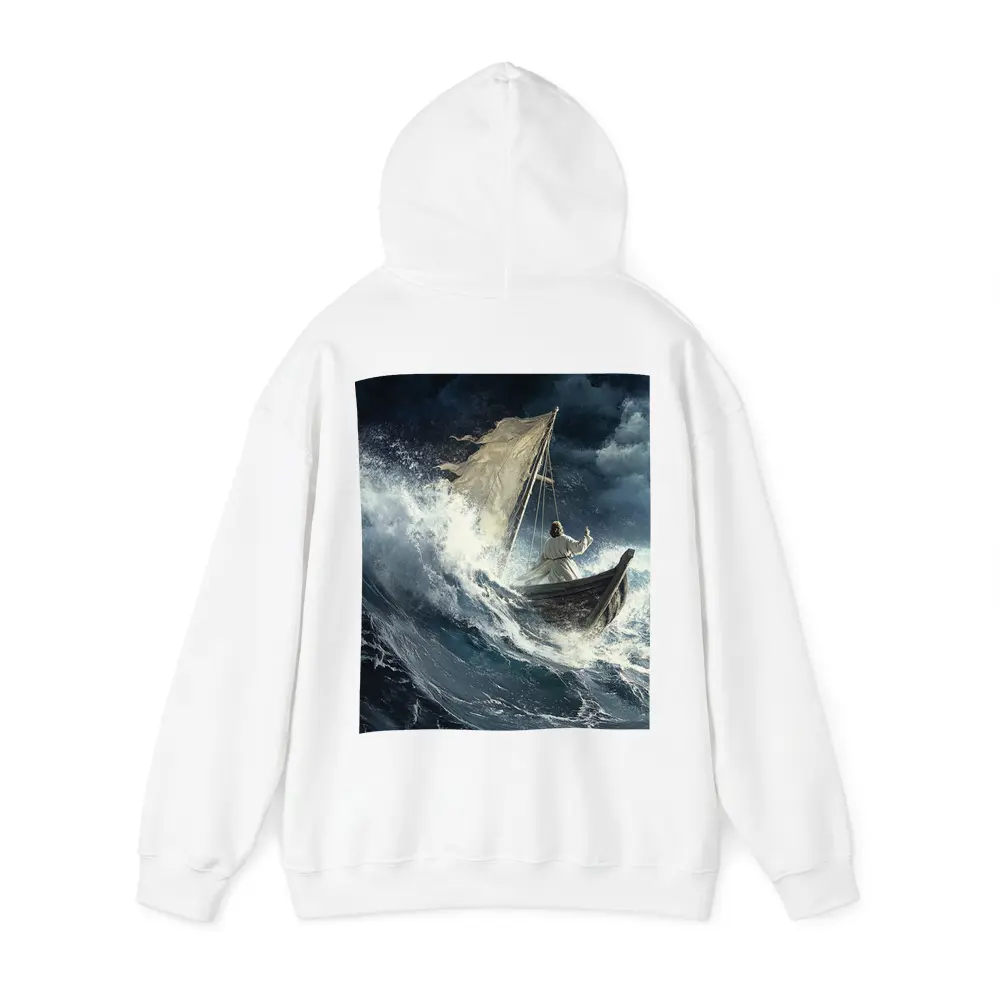 Jesus Calming Storm Raging Sea Waves – Hoodies