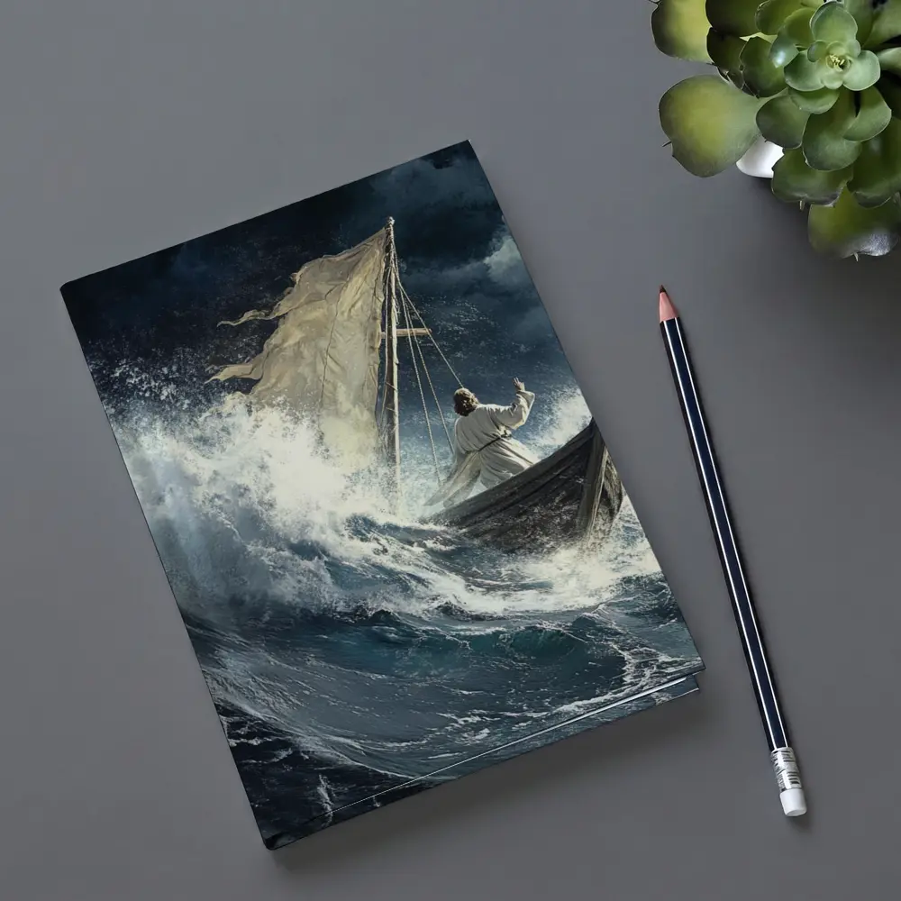 Jesus Calming Storm Raging Sea Waves – Notebooks