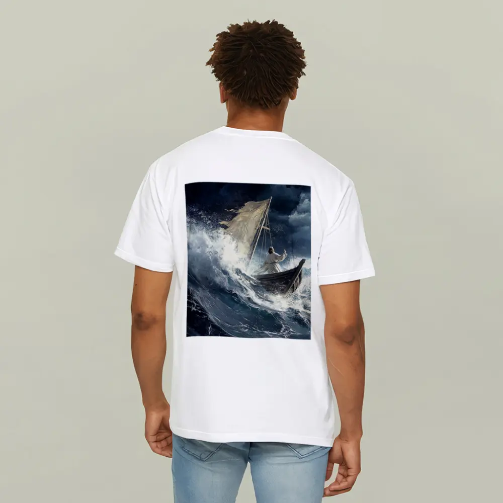 Jesus Calming Storm Raging Sea Waves – T-Shirts