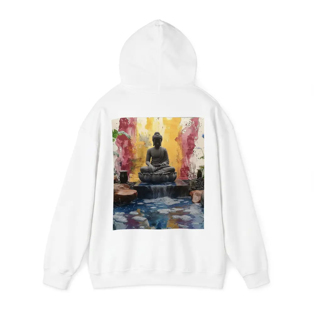 Buddha Statue Lotus Waterfall Colorful Abstract – Hoodies