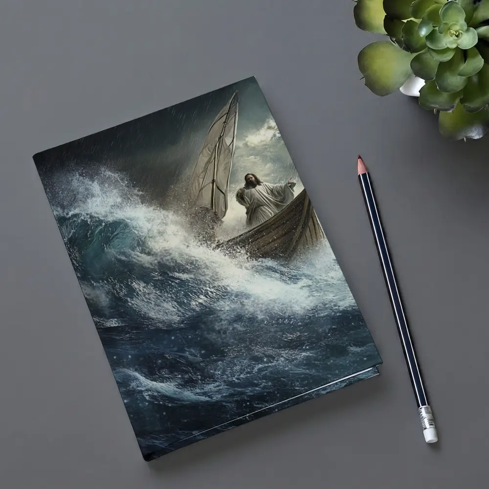 Jesus Standing on Boat in Stormy Sea – Notebooks