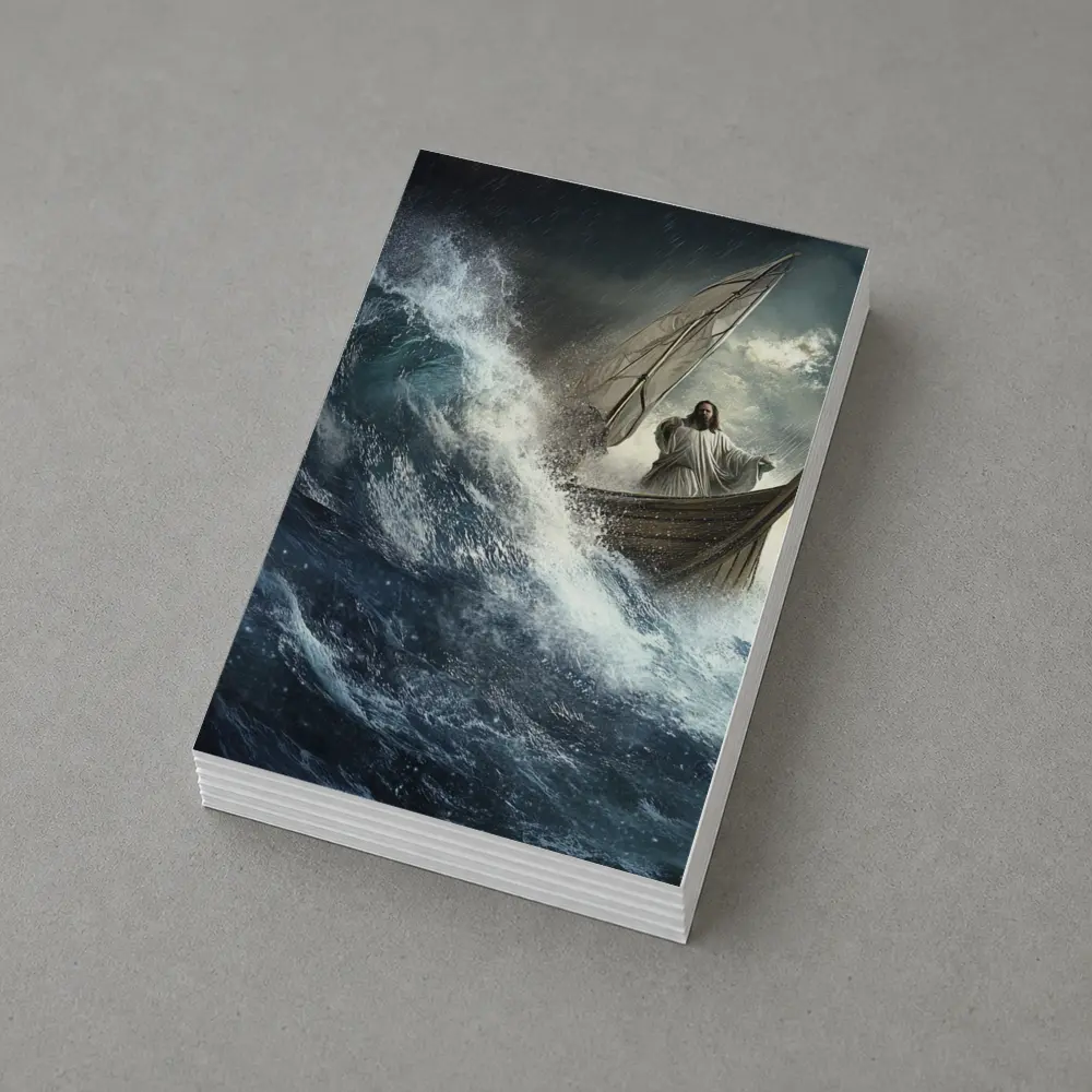 Jesus Standing on Boat in Stormy Sea – Postcards