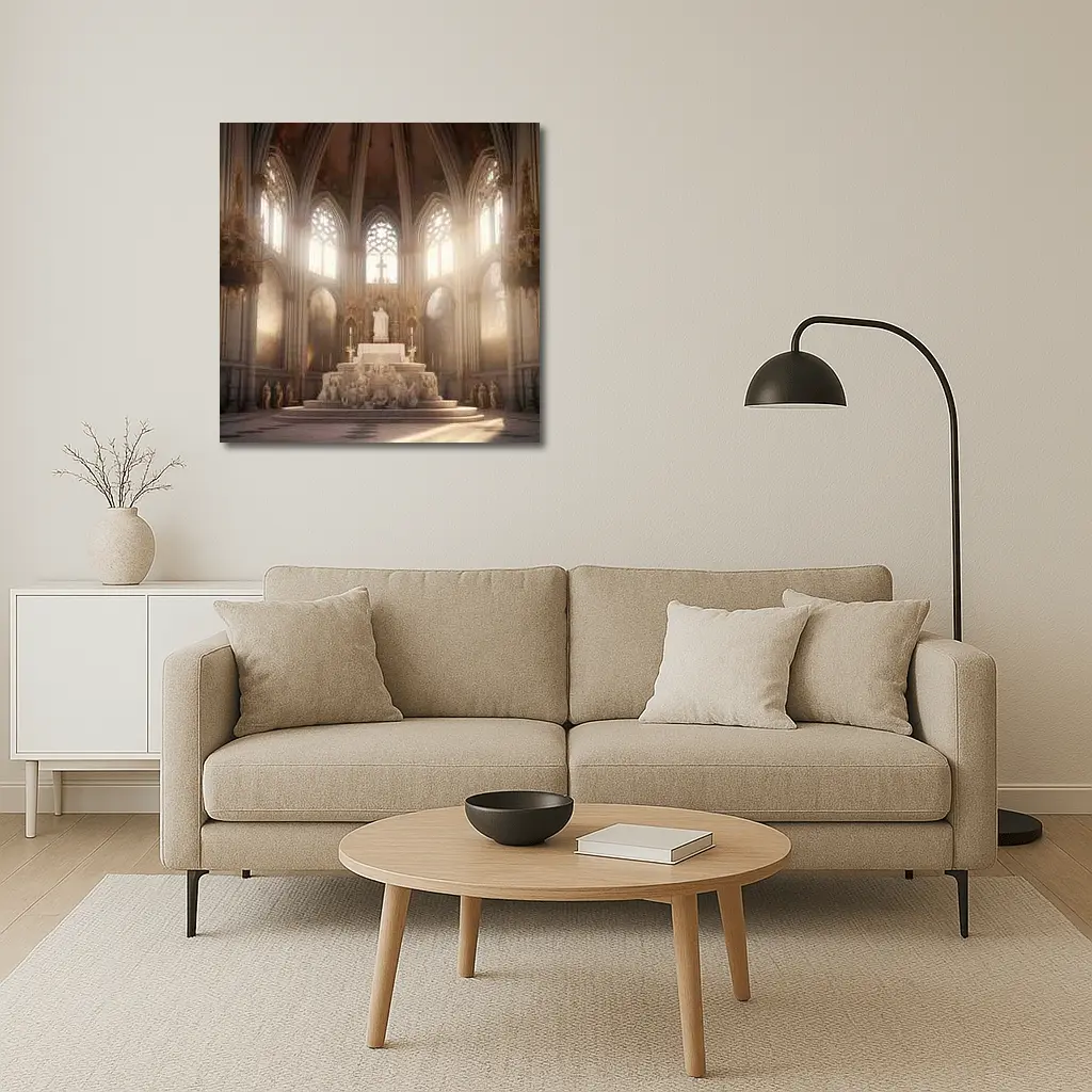 Gothic Cathedral Altar Light Rays Interior – Wall Art