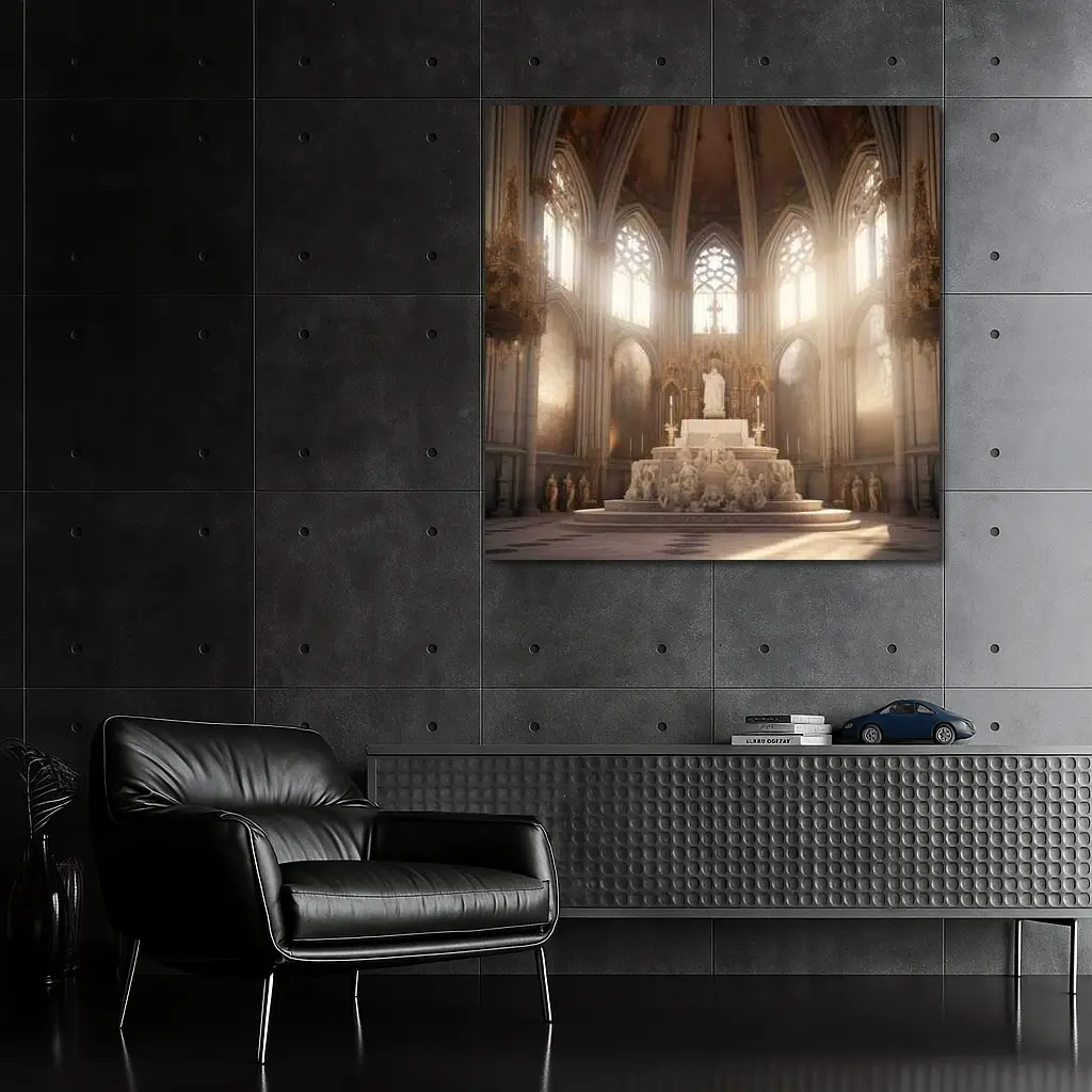 Gothic Cathedral Altar Light Rays Interior – Wall Art