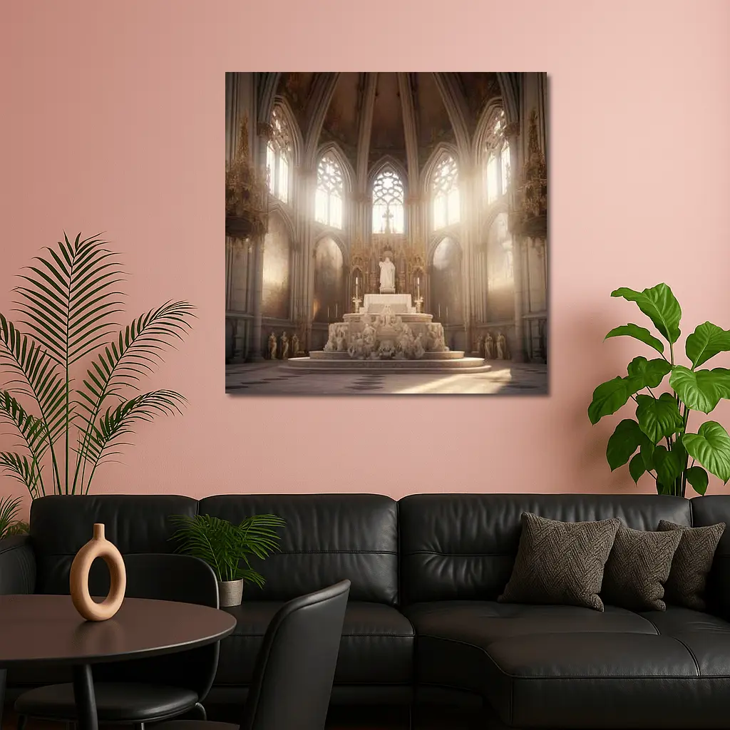 Gothic Cathedral Altar Light Rays Interior – Wall Art
