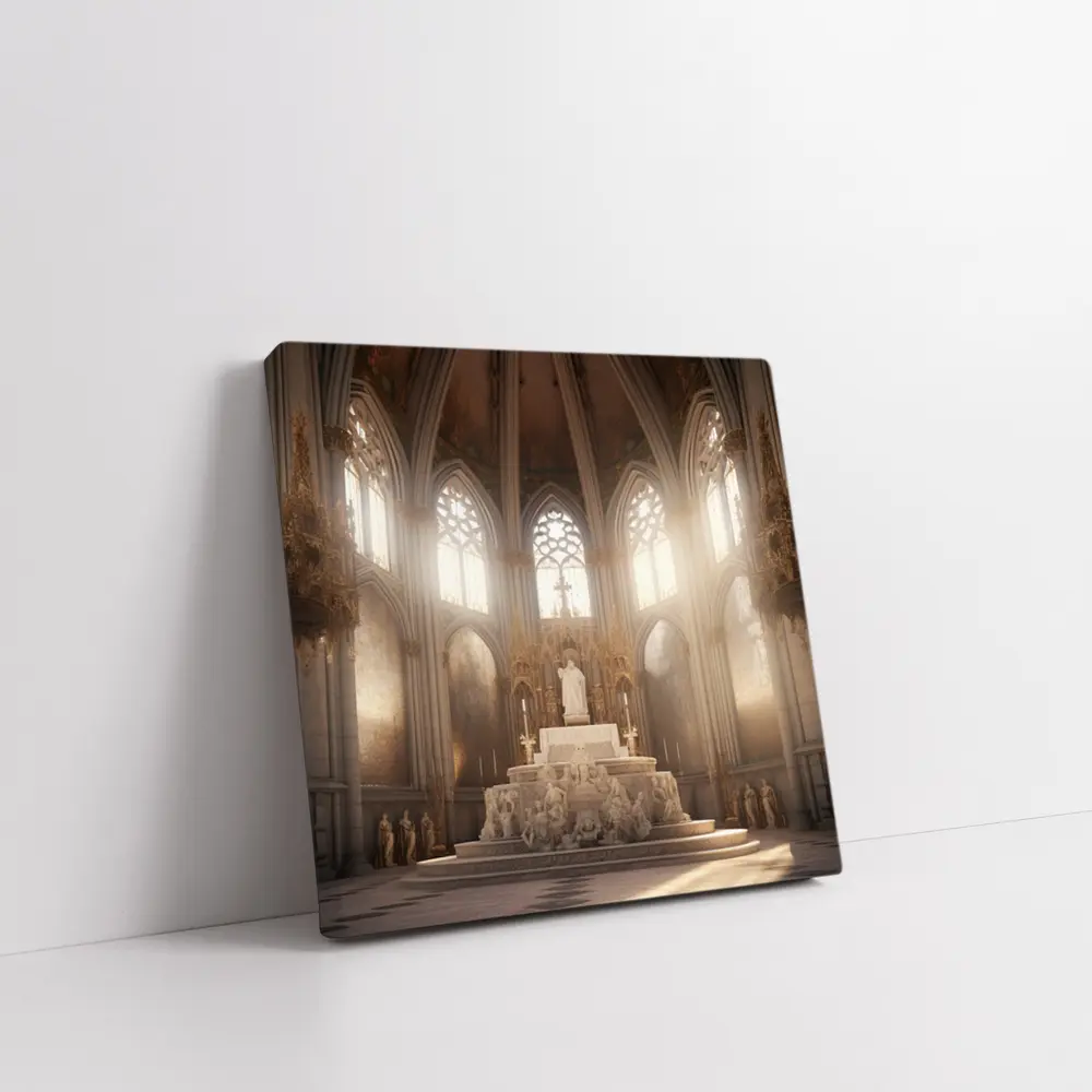Gothic Cathedral Altar Light Rays Interior – Wall Art