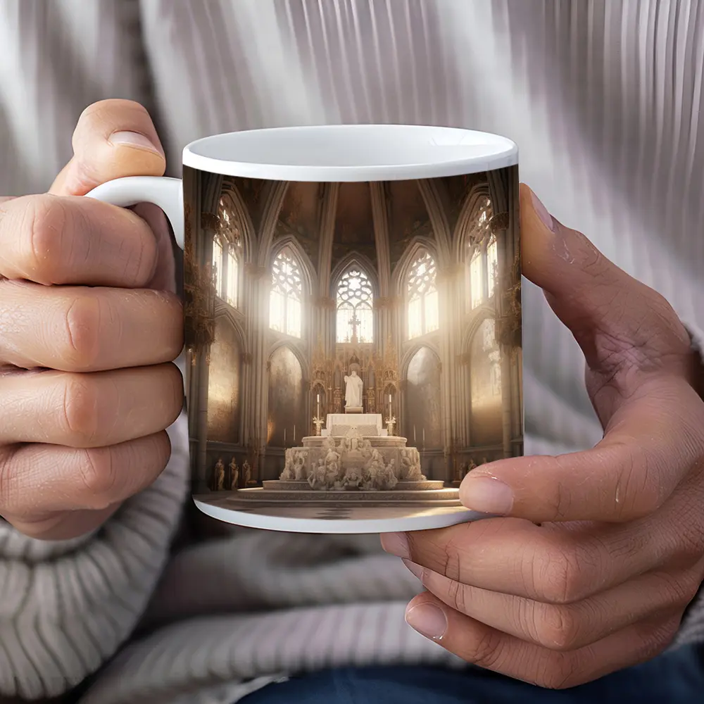 Gothic Cathedral Altar Light Rays Interior – Mugs