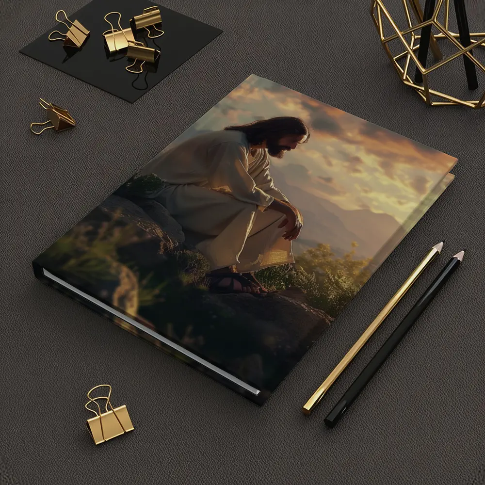 Jesus Sitting on Rocks at Sunset – Notebooks