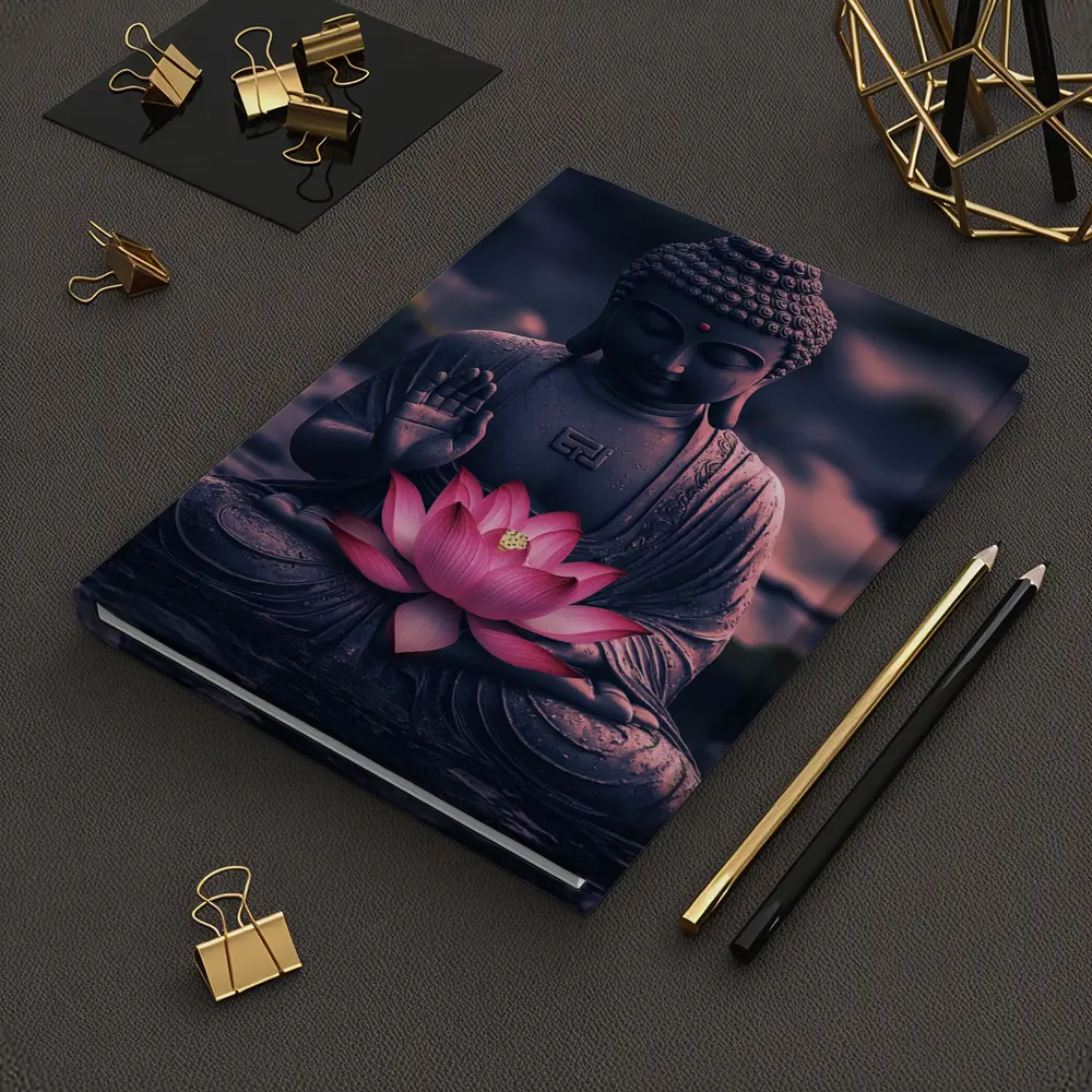Buddha Statue Lotus Flower Purple Moody – Notebooks
