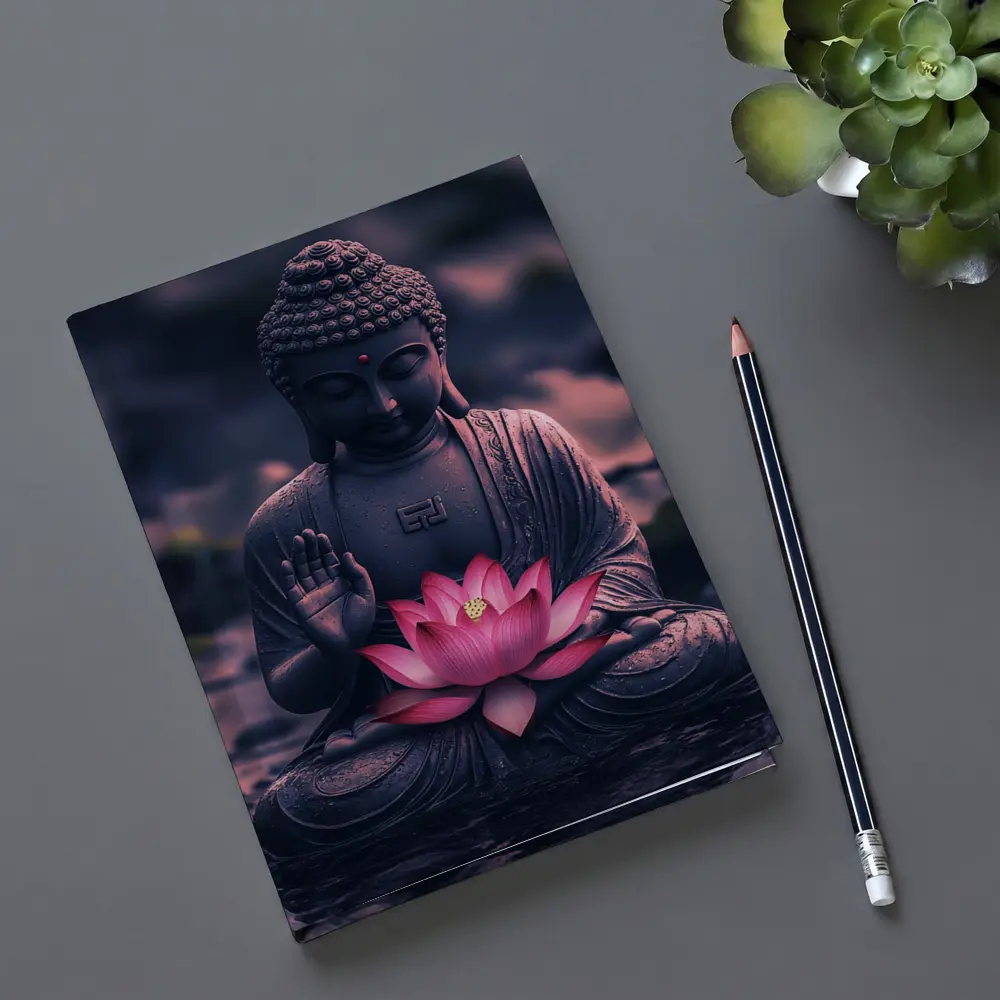 Buddha Statue Lotus Flower Purple Moody – Notebooks
