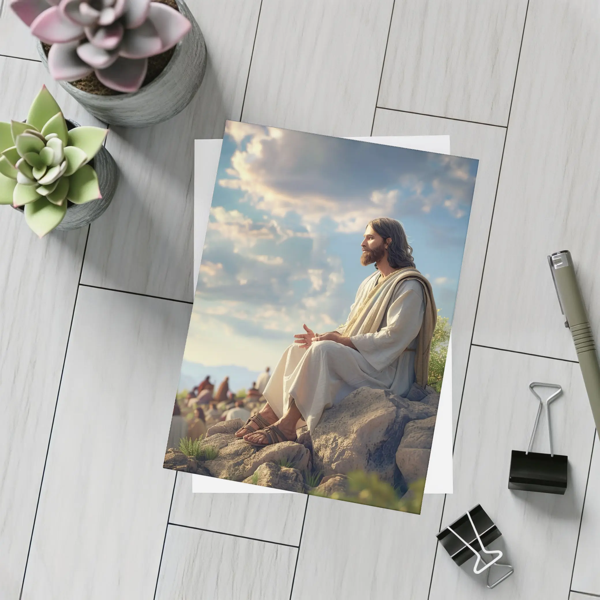 Jesus Teaching Disciples on Rocky Hillside – Postcards