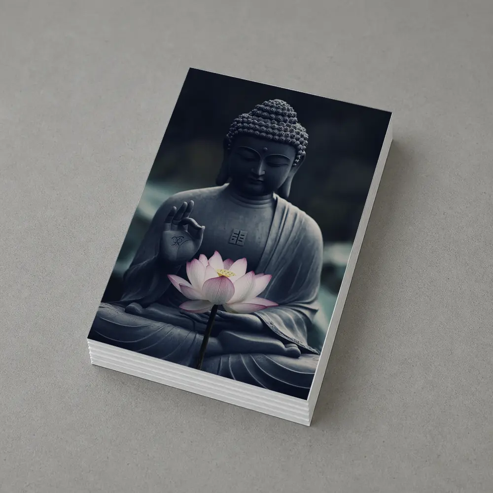 Buddha Stone Statue Pink Lotus Flower – Postcards