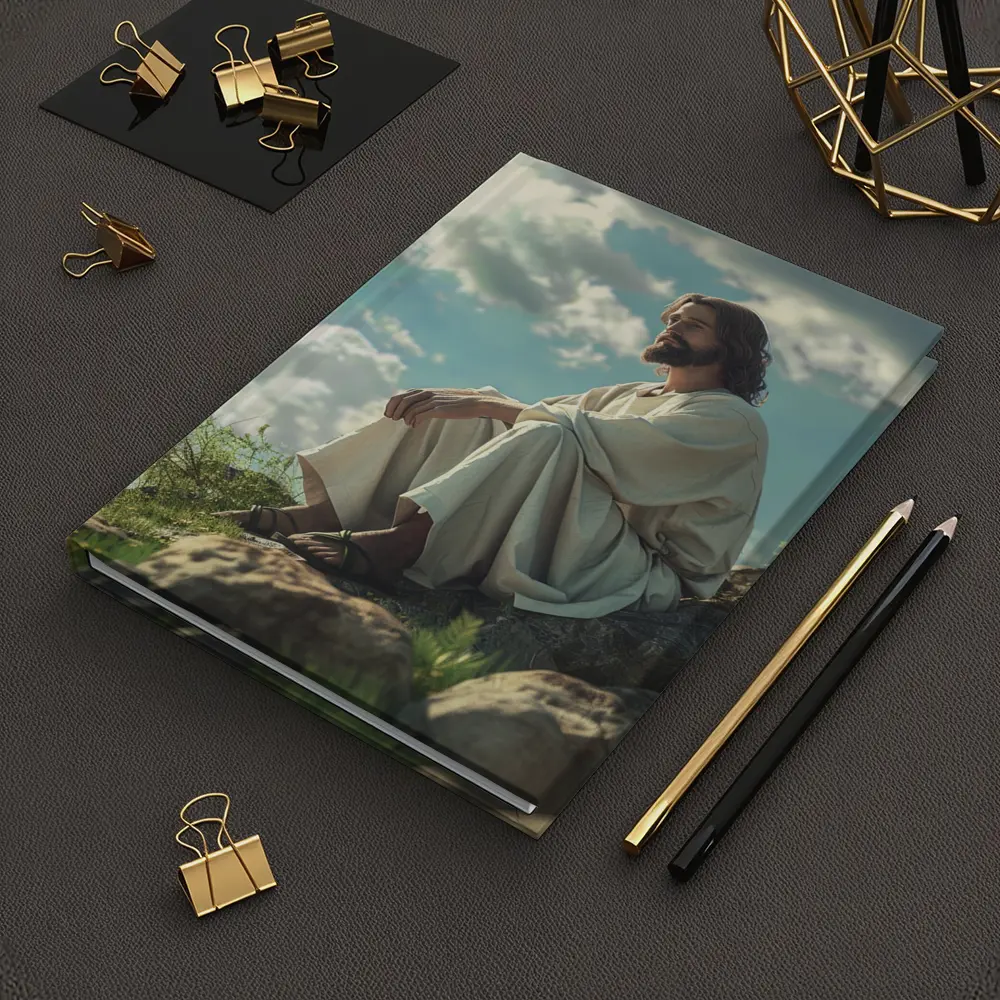 Jesus Sitting On Rocky Hillside Clouds – Notebooks