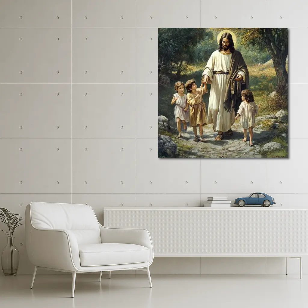 Jesus Walking With Children In Nature – Wall Art