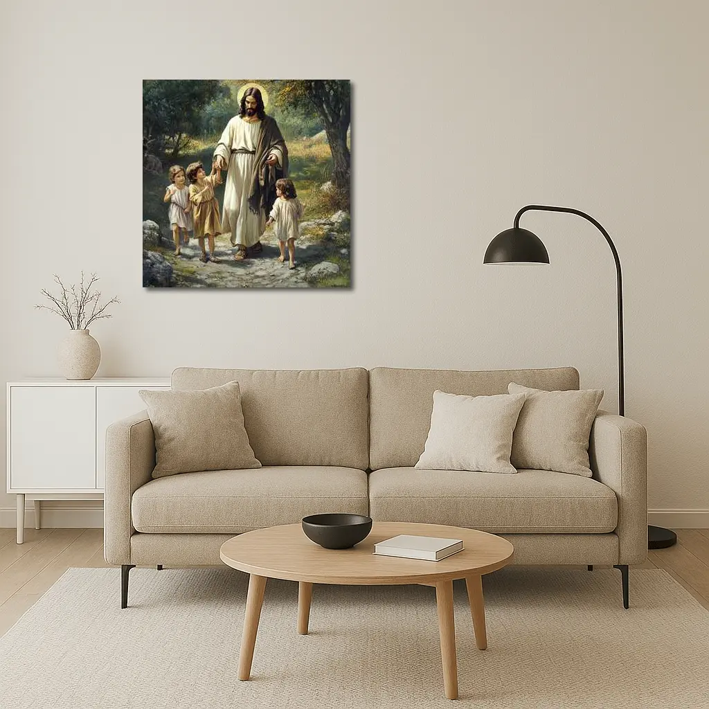 Jesus Walking With Children In Nature – Wall Art